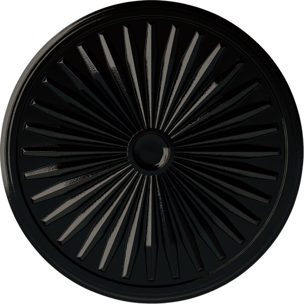 Ekena Millwork Leandros Ceiling Medallion (Fits Canopies up to 5"), 33 1/8"OD x 3 1/2"ID x 1 3/8"P, Black Pearl CM33LEBPS - main